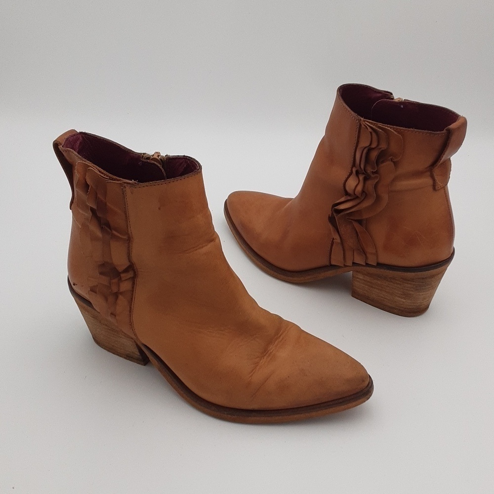 Mala vita ankle boot leather tan women 39 western festival rodeo casual y2k